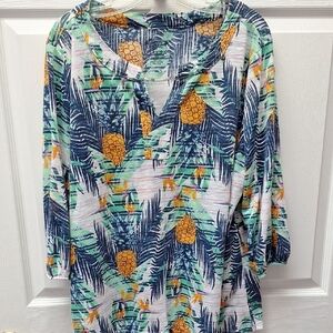 qTropical Print Women's Top Size 2X